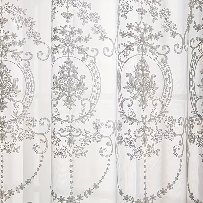 Home Office Rate - 1pc White Embroidered Sheer Curtain European