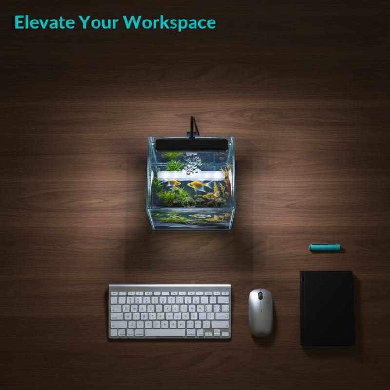 Home Office With Plants - USB Aquarium Clip Light Flexible Neck