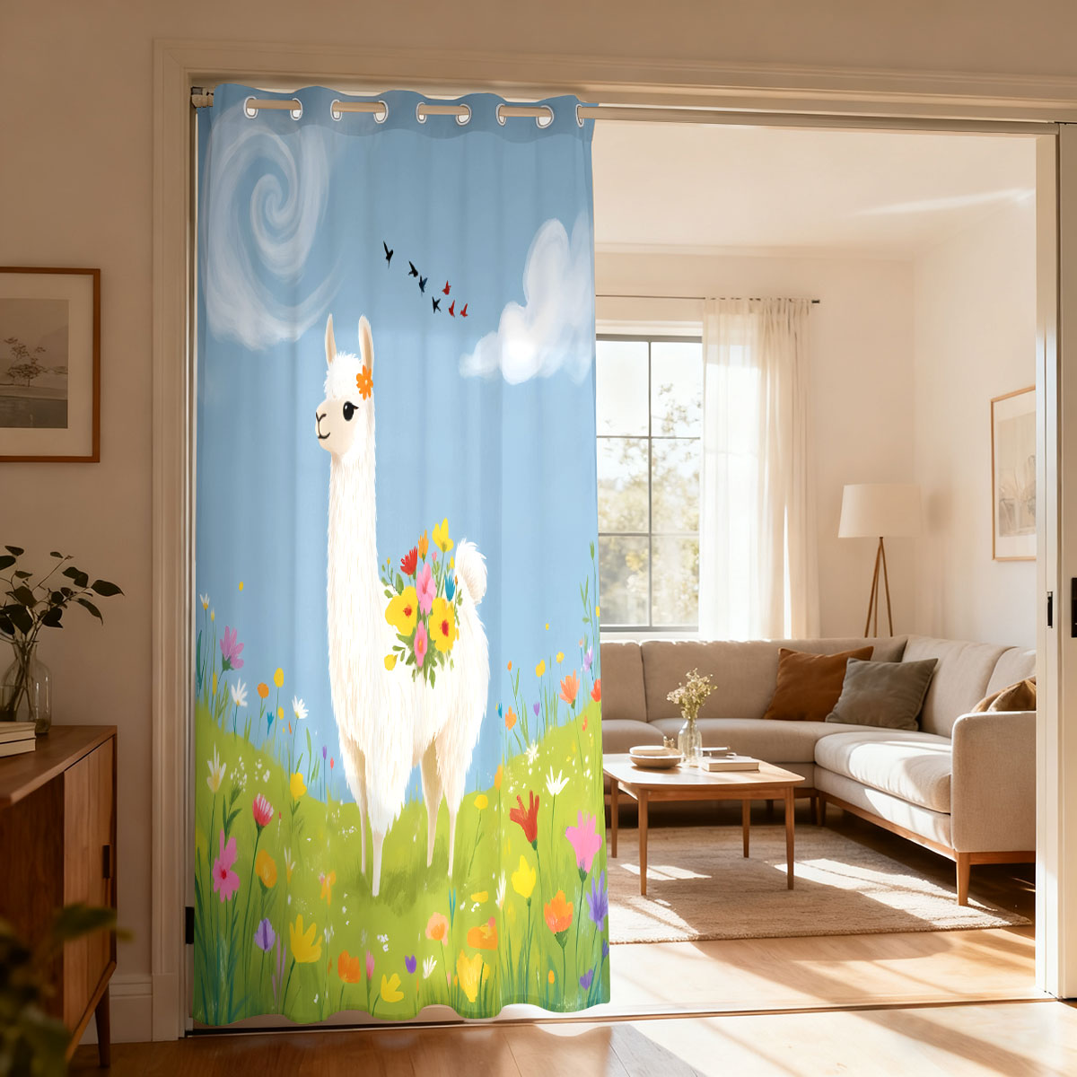 Home Office Rate - Spring Flower Field Alpaca Illustration Single