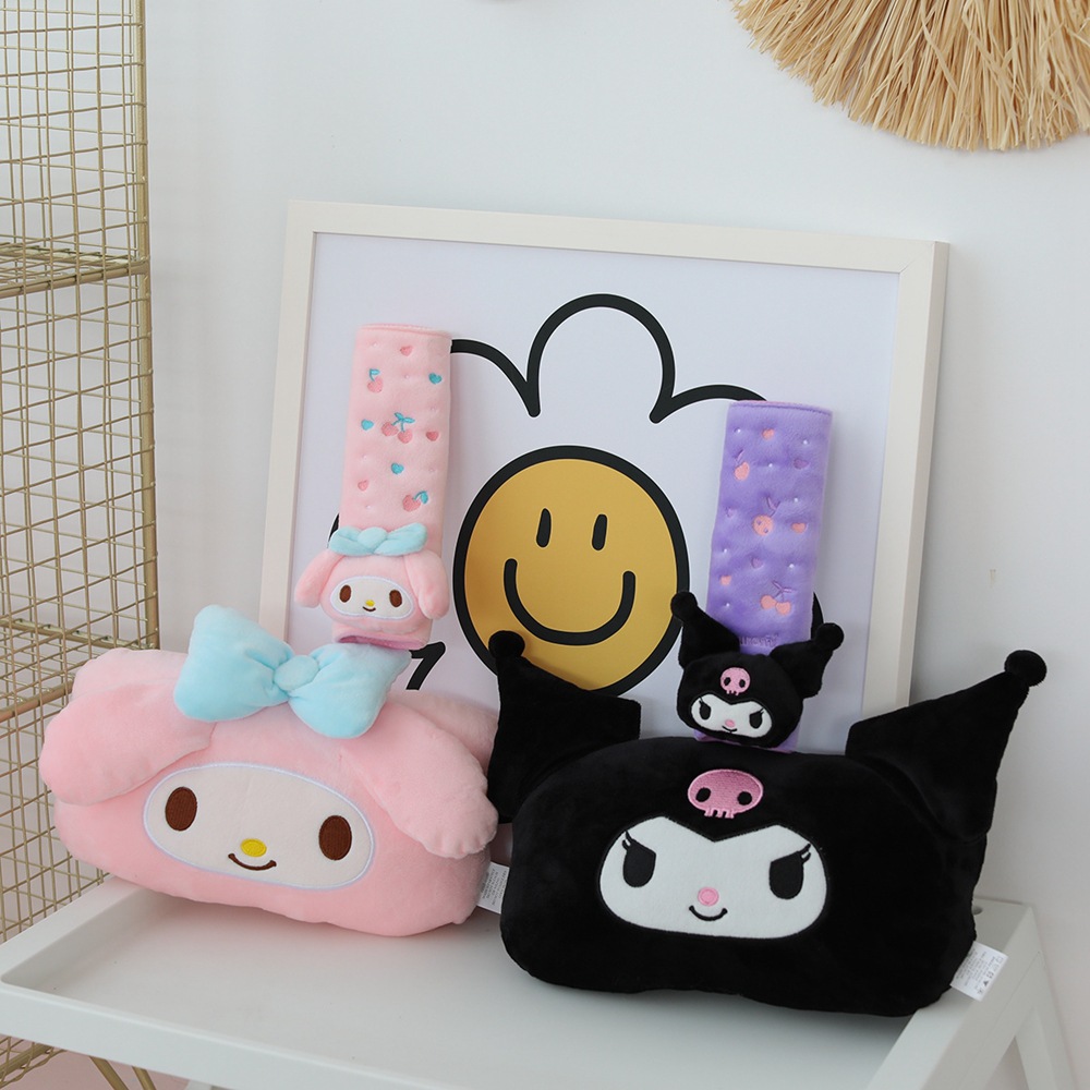 Mesh Back Cushion - Kawaii Kuromi Car Headrest Safety Seat