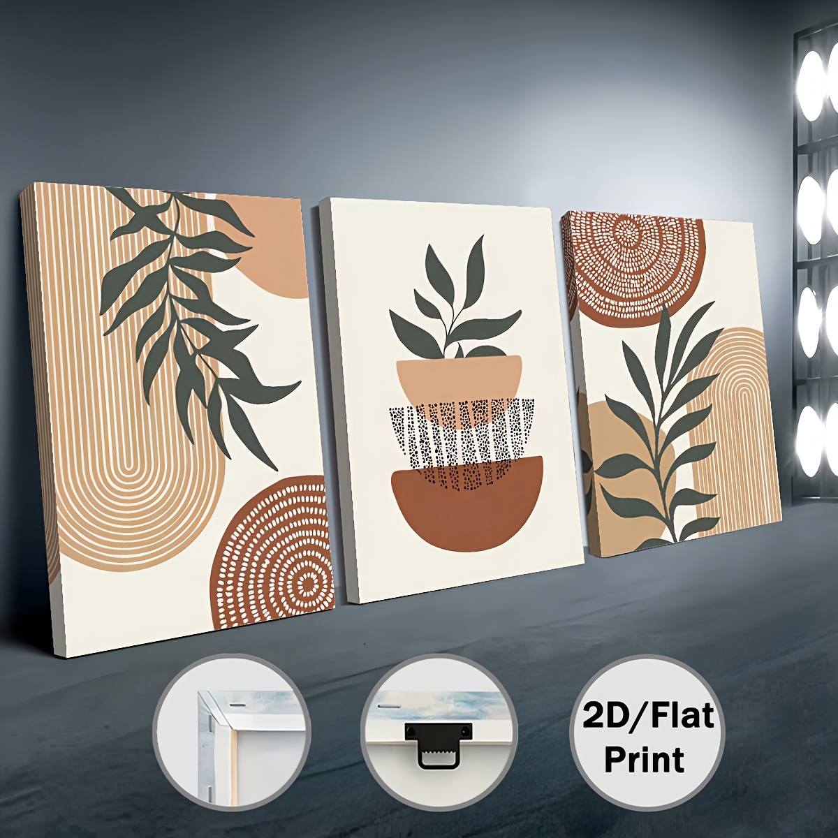 Home Office With Plants - 3-piece set of 2D flat print