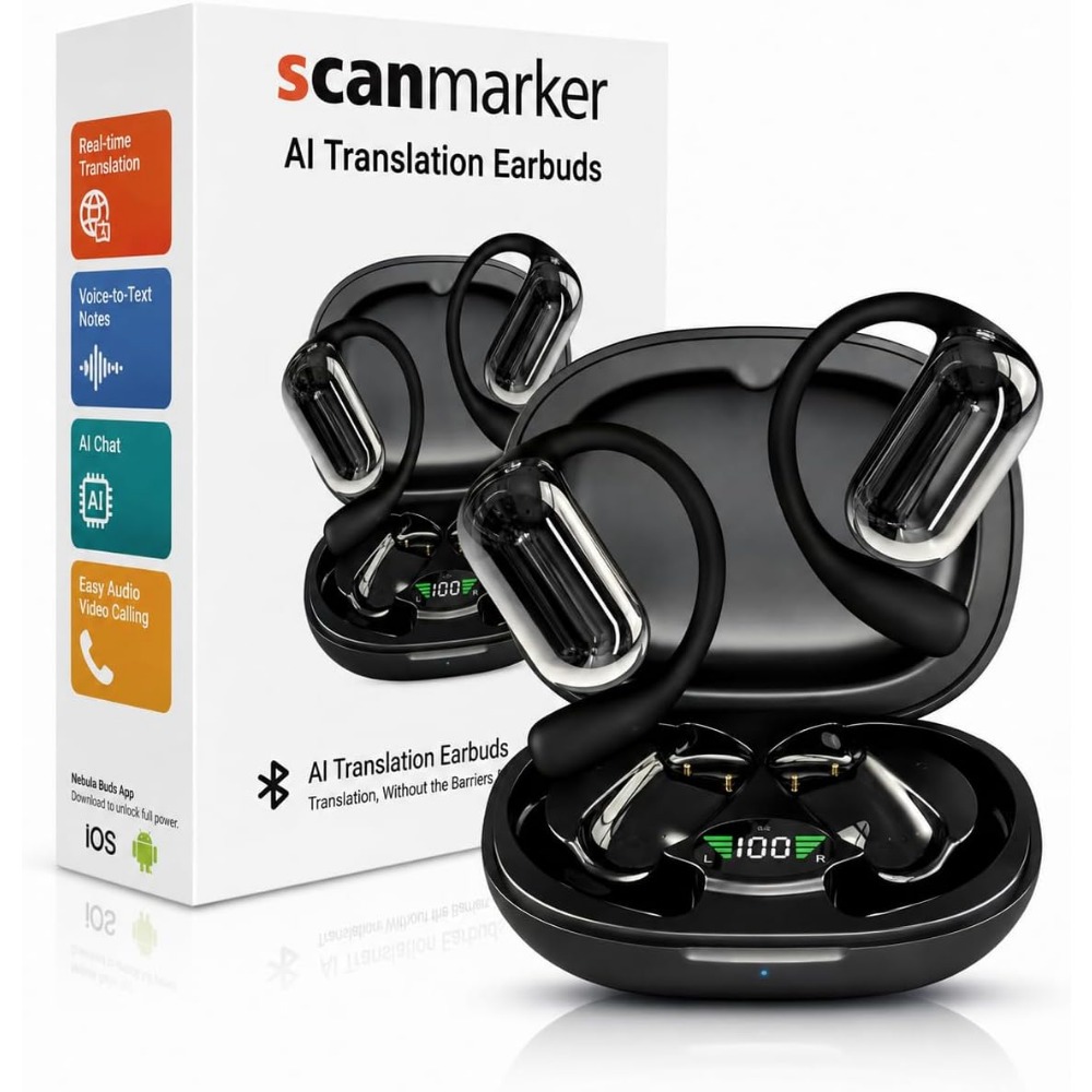 Noise Canceling Headphones - Real-Time Translation Earbuds: 144+ Languages, 60H