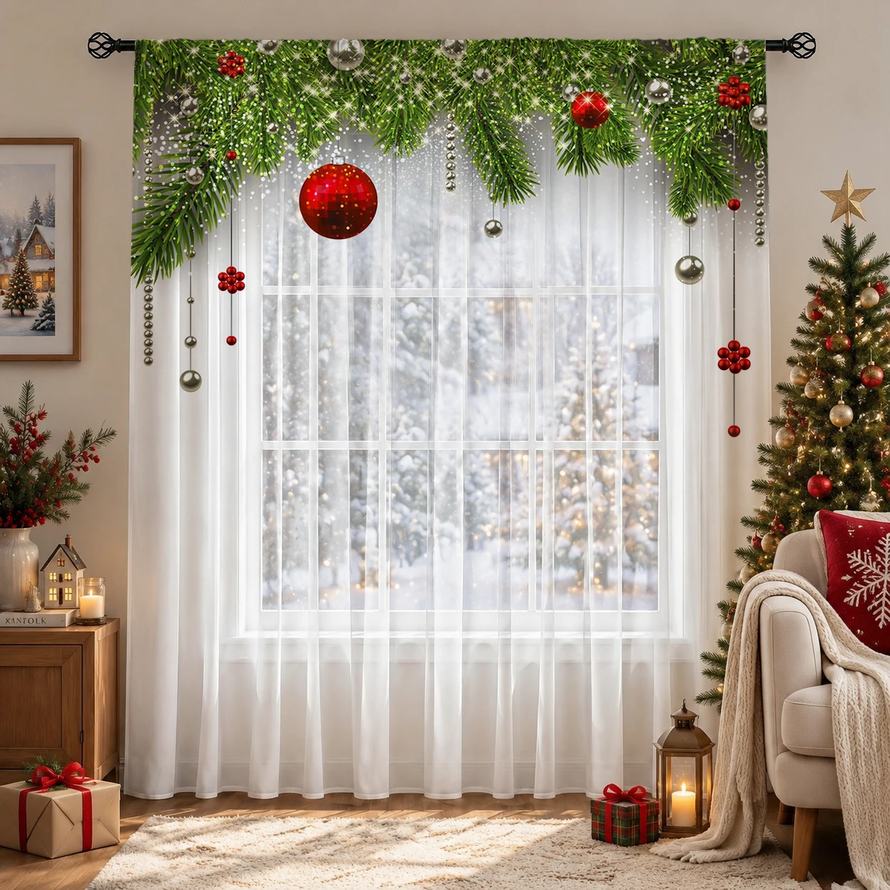 Christmas Gradient Sheer Curta - Home Office With Plants recension och pris