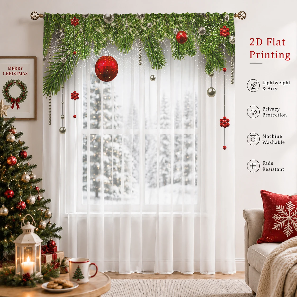 Christmas Gradient Sheer Curta - Home Office With Plants recension och pris