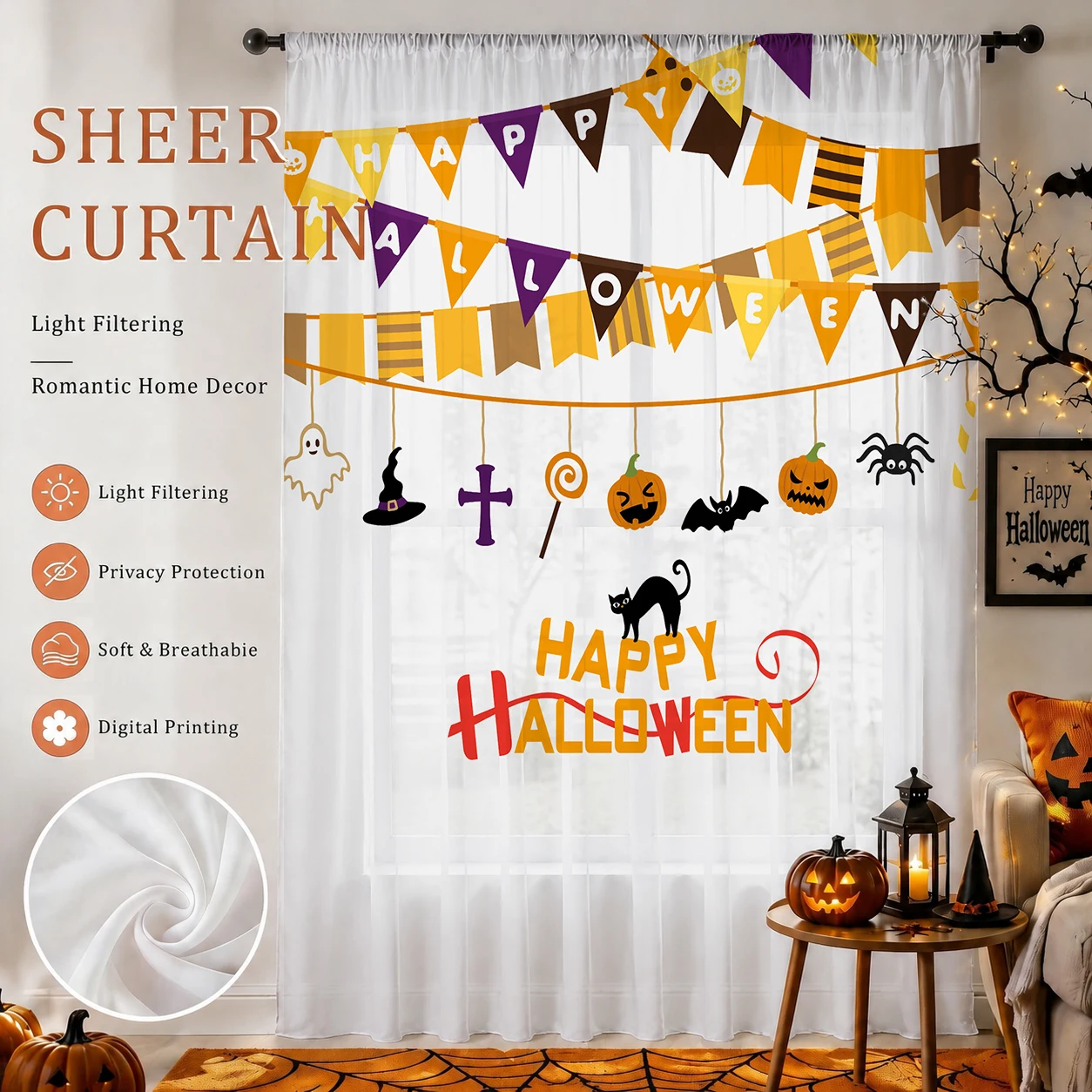 Halloween Festival Sheer Curta - Home Office With Plants recension och pris