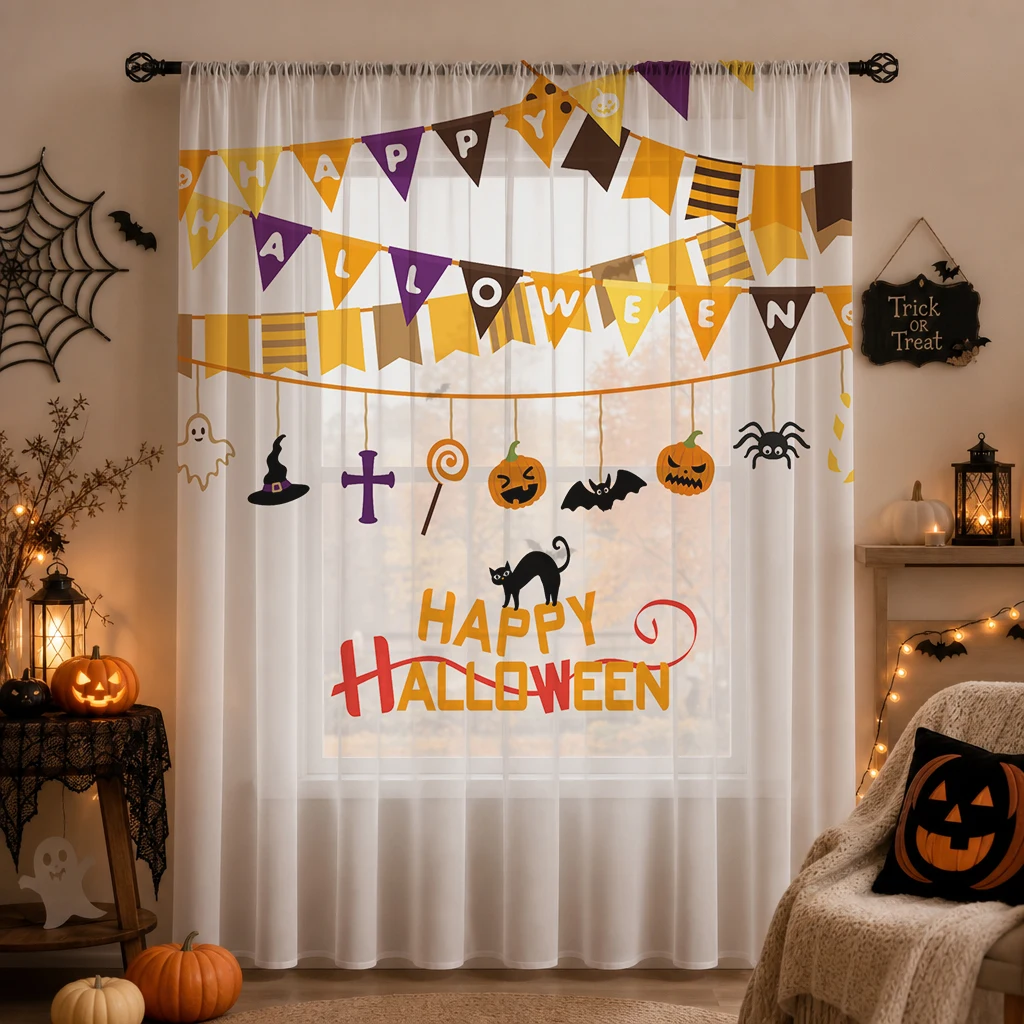 Halloween Festival Sheer Curta - Home Office With Plants recension och pris