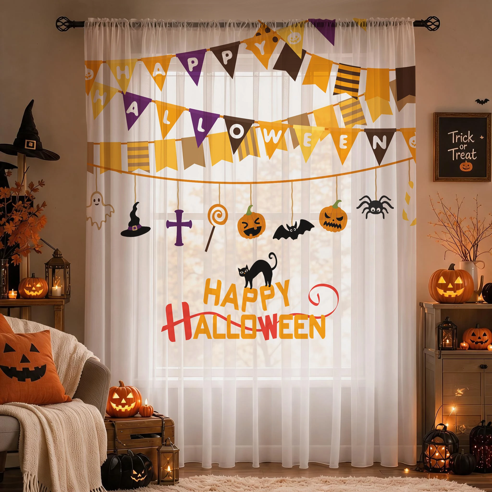 Halloween Festival Sheer Curta - Home Office With Plants recension och pris