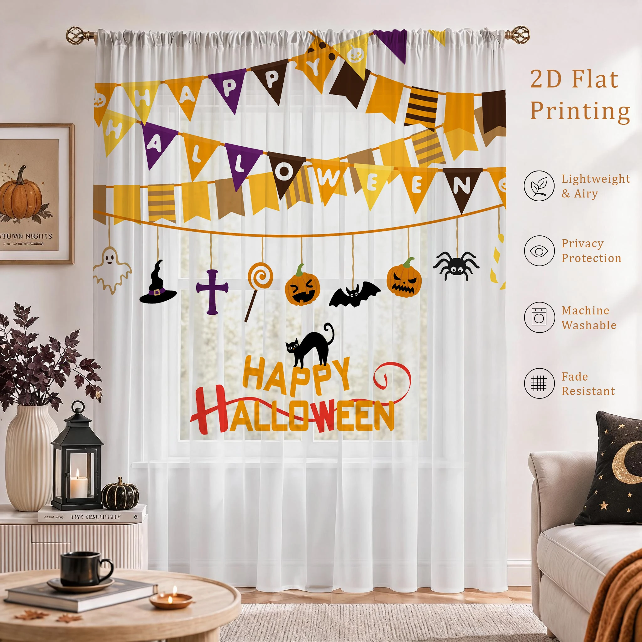 Halloween Festival Sheer Curta - Home Office With Plants recension och pris