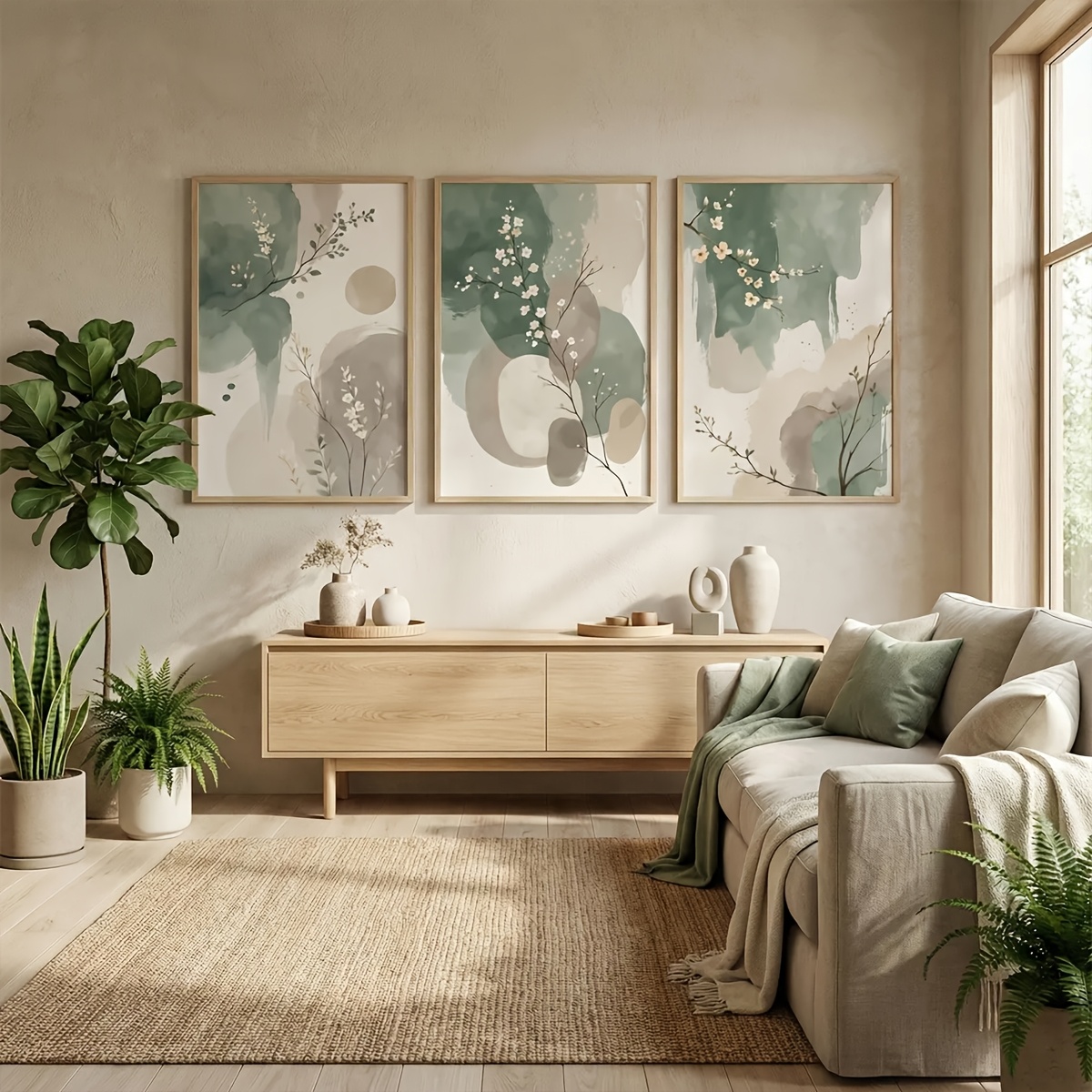 3pcs Japanese-Style Plant Canv - Home Office With Plants recension och pris