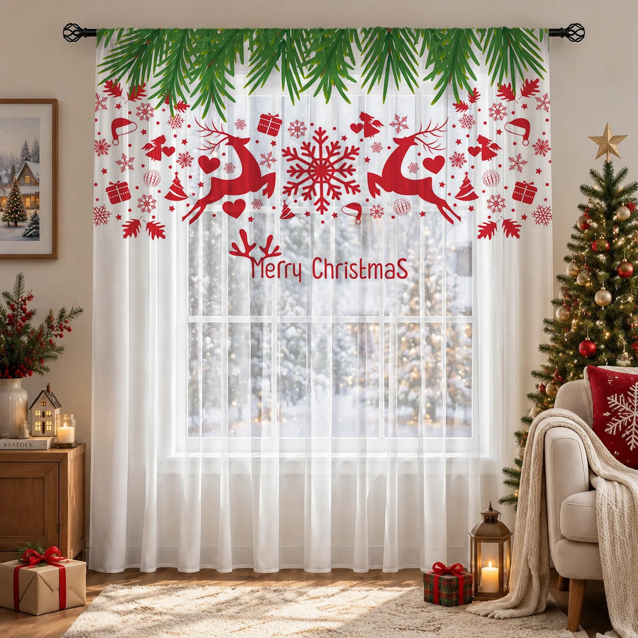 Christmas Gradient Sheer Curta - Home Office With Plants recension och pris