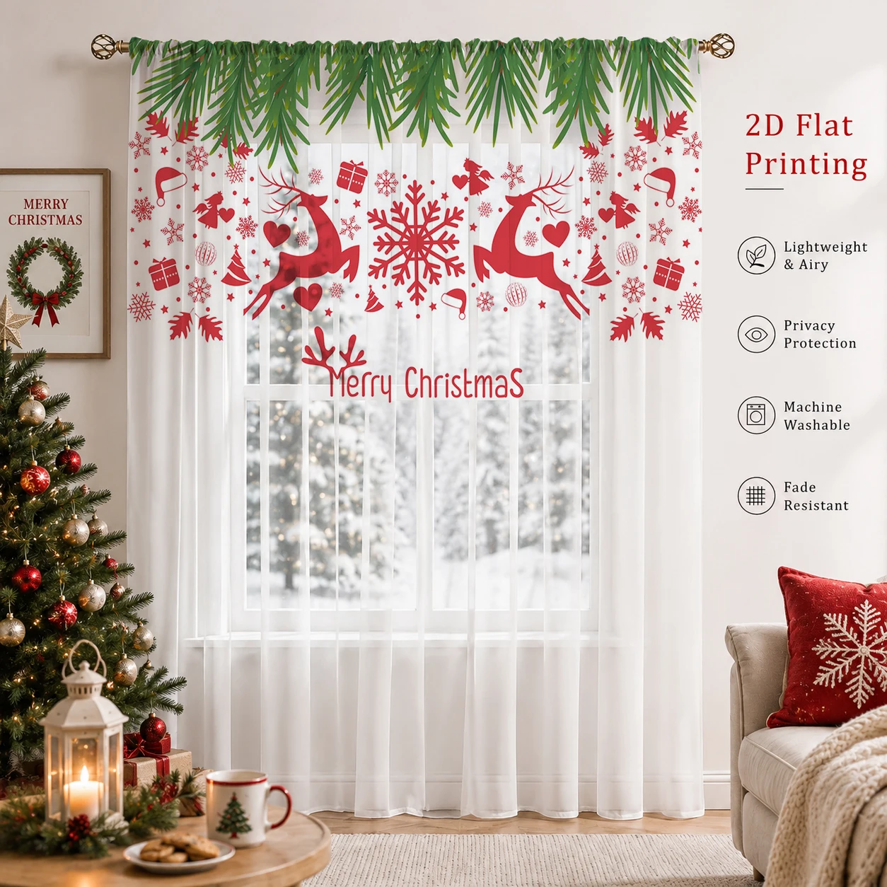 Christmas Gradient Sheer Curta - Home Office With Plants recension och pris