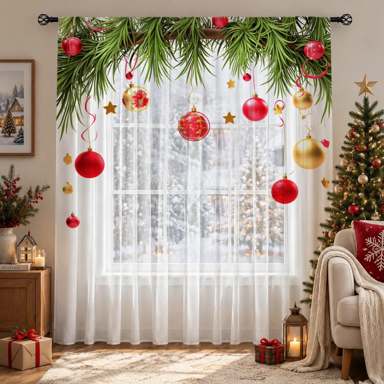 Christmas Gradient Sheer Curta - Home Office With Plants recension och pris