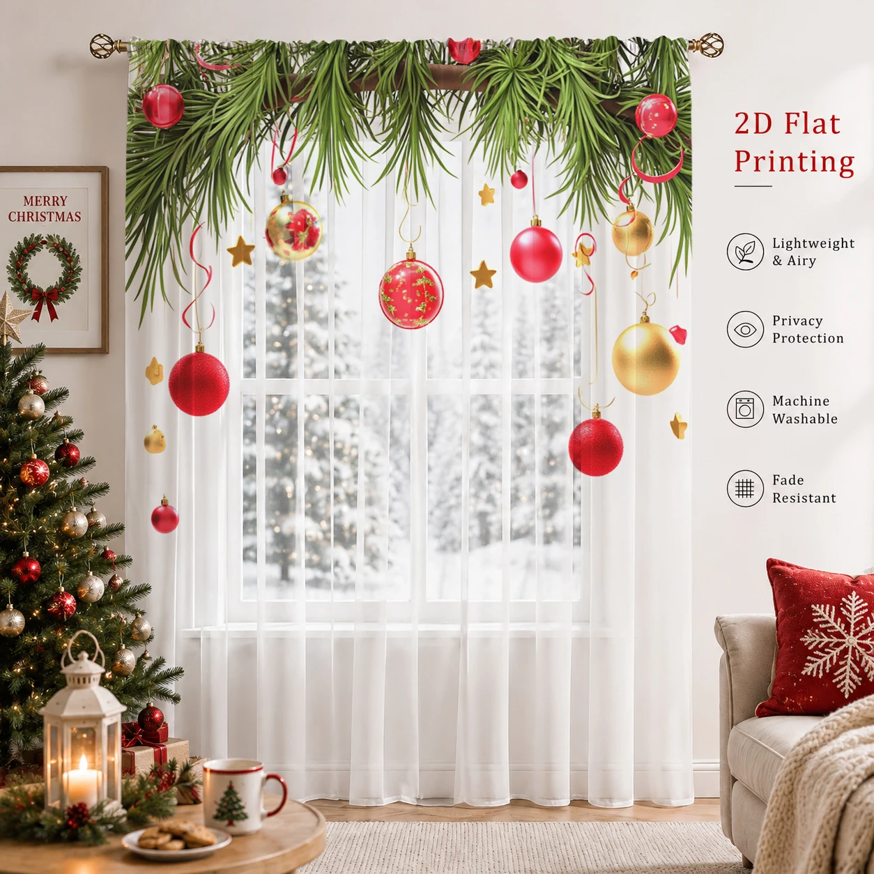 Christmas Gradient Sheer Curta - Home Office With Plants recension och pris