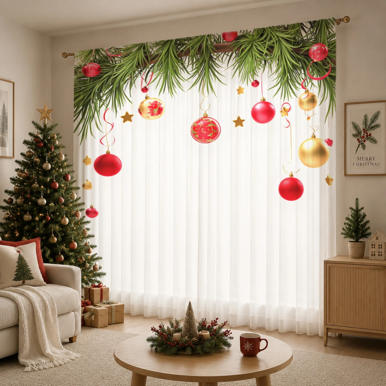 Christmas Gradient Sheer Curta - Home Office With Plants recension och pris