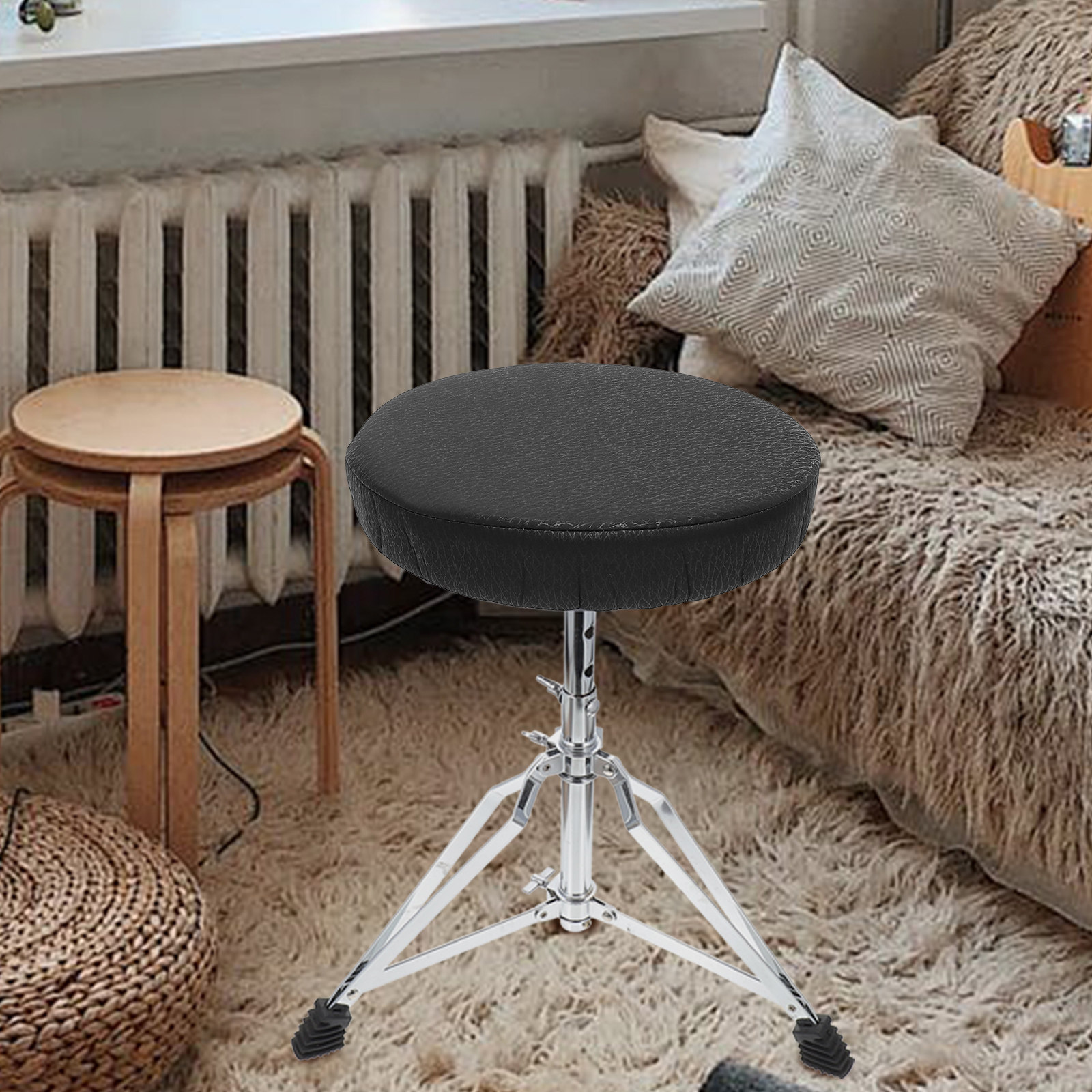 Elastic Thick Black Round Stoo - Home Office With Sofa recension och pris