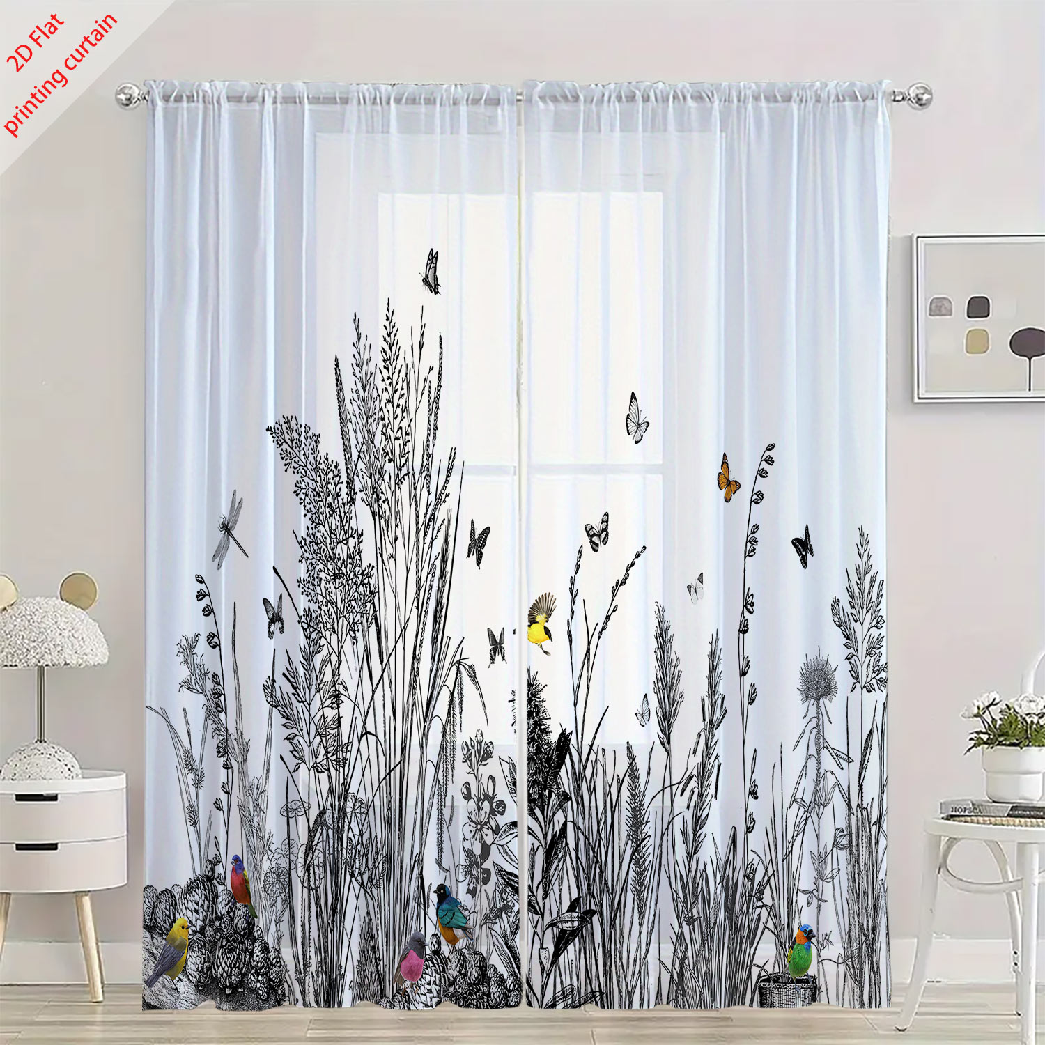 Plant Printed Transparent Scre - Home Office With Plants recension och pris