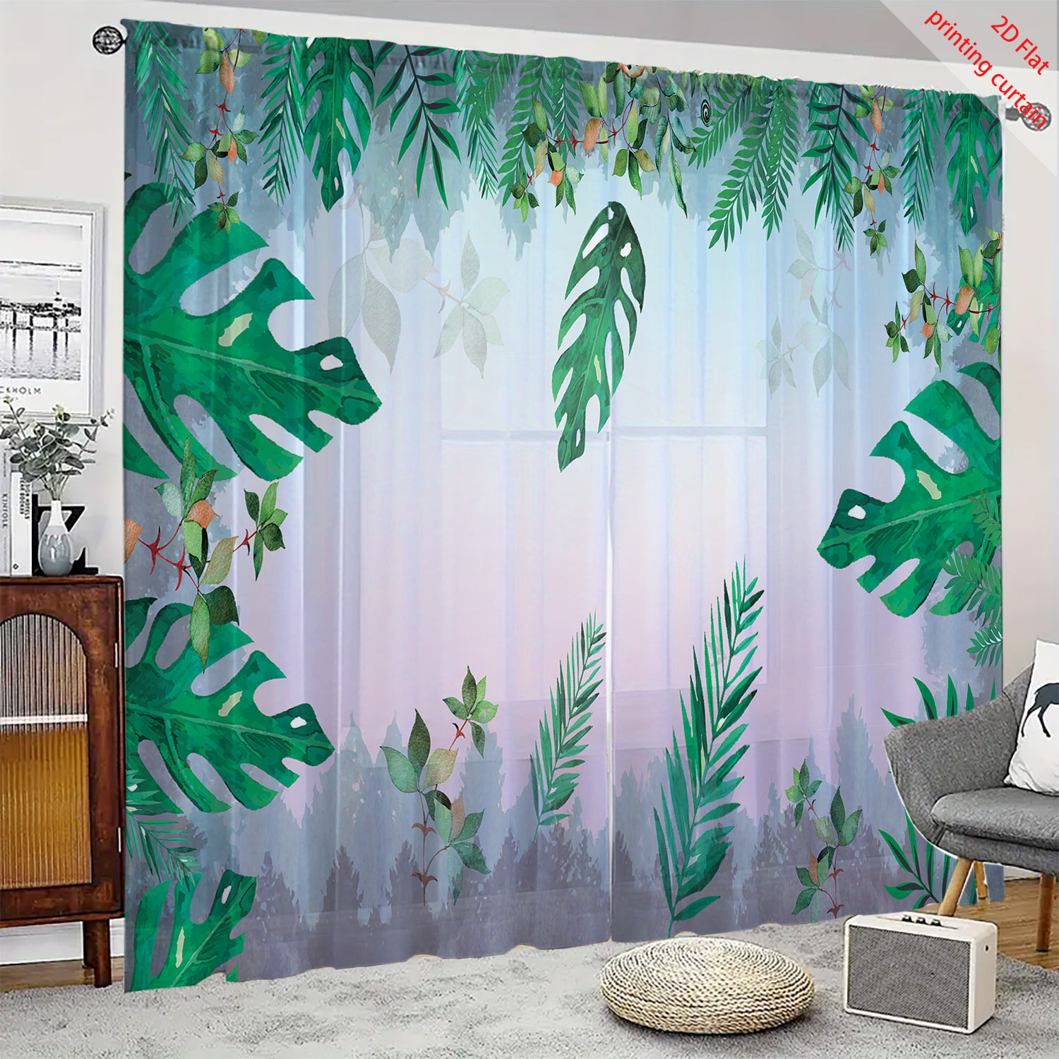 Plant Printed Transparent Scre - Home Office With Plants recension och pris