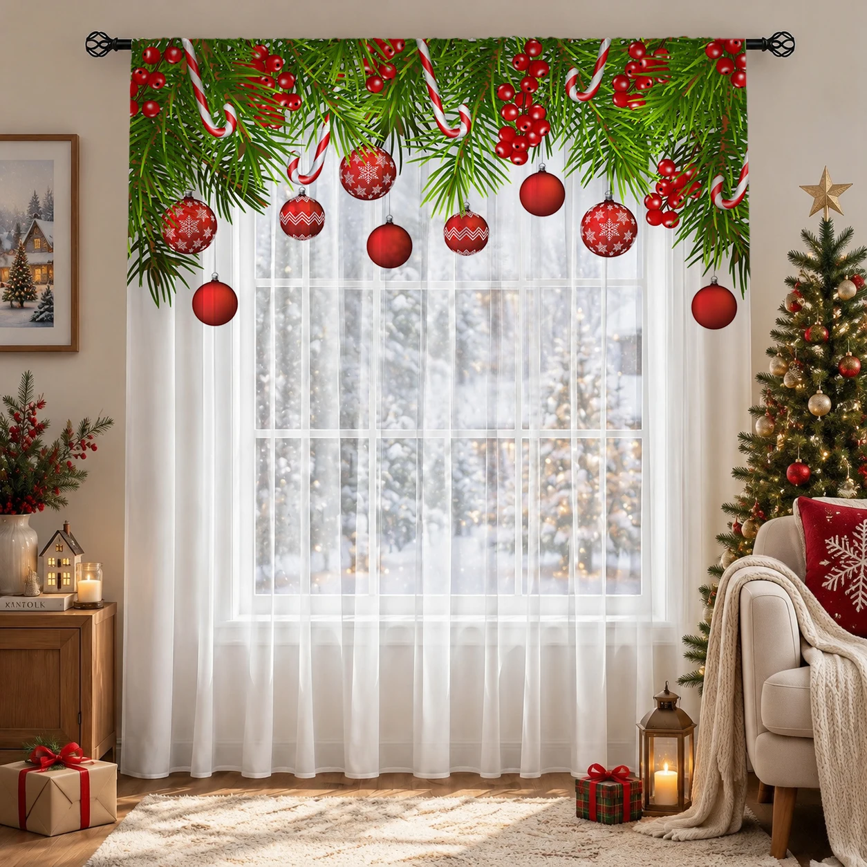 Christmas Gradient Sheer Curta - Home Office With Plants recension och pris