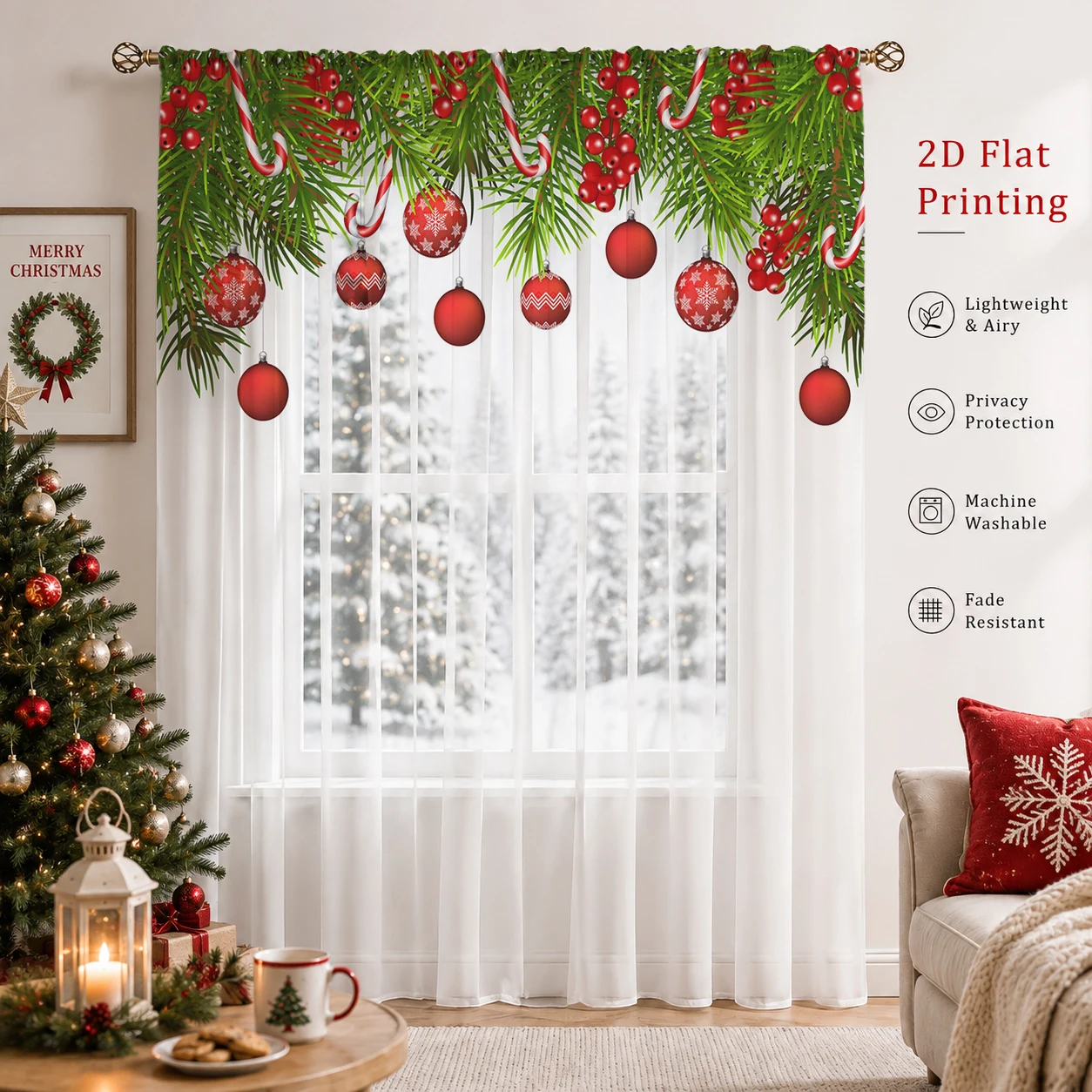 Christmas Gradient Sheer Curta - Home Office With Plants recension och pris