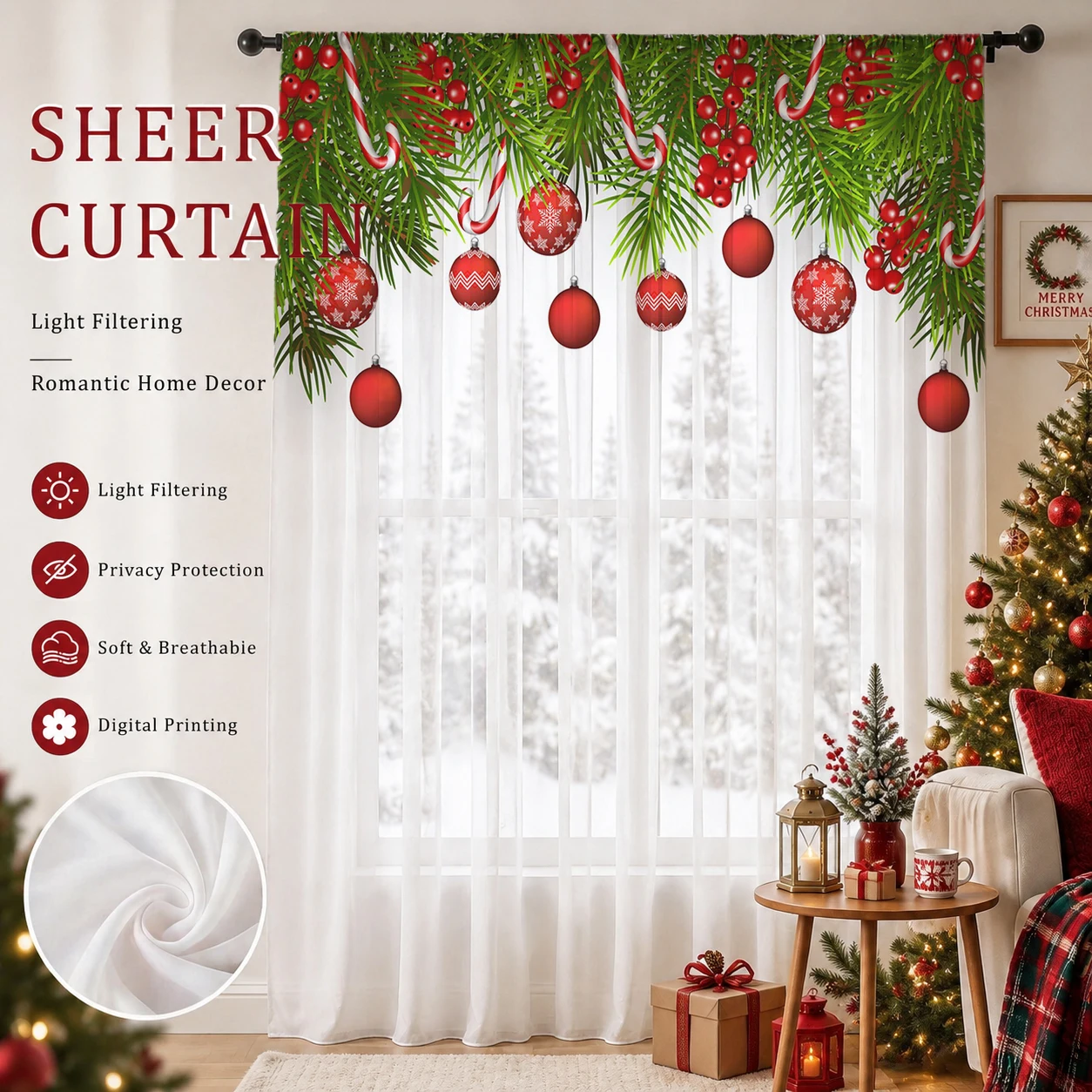 Christmas Gradient Sheer Curta - Home Office With Plants recension och pris