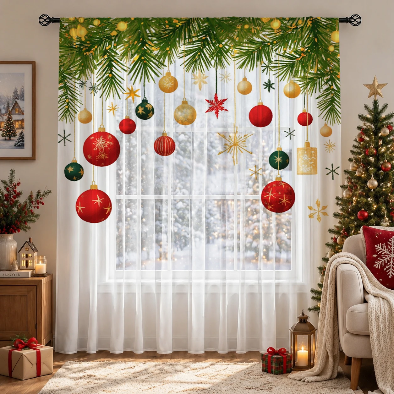 Christmas Gradient Sheer Curta - Home Office With Plants recension och pris
