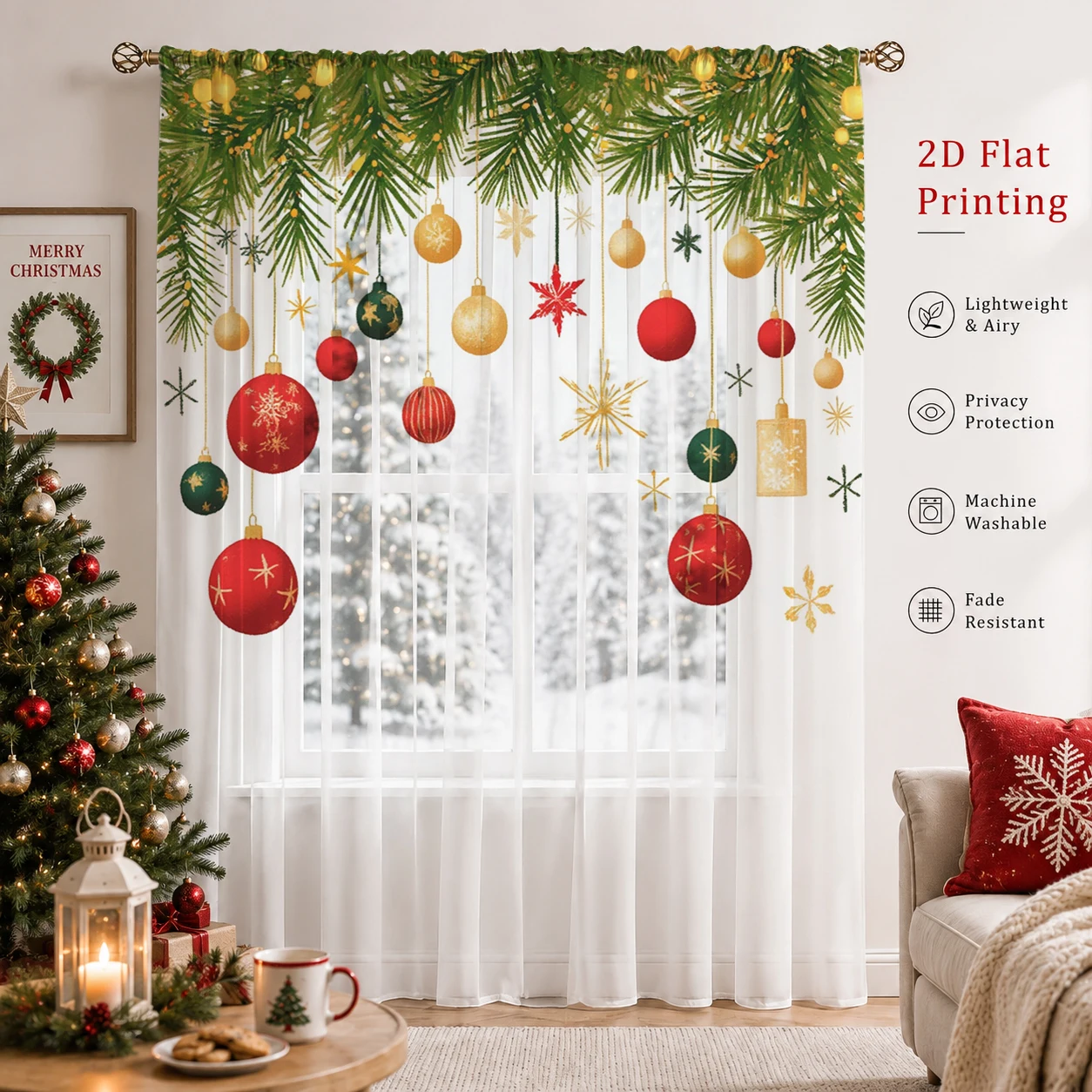Christmas Gradient Sheer Curta - Home Office With Plants recension och pris
