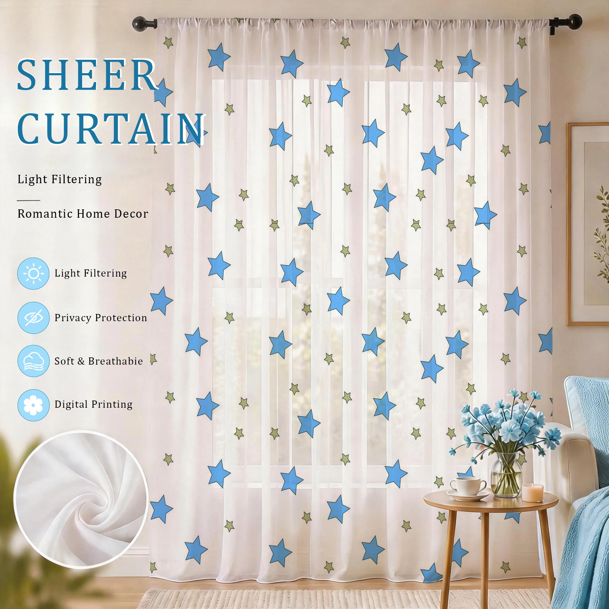 Blue Star Modern Gradient Shee - Home Office With Plants recension och pris