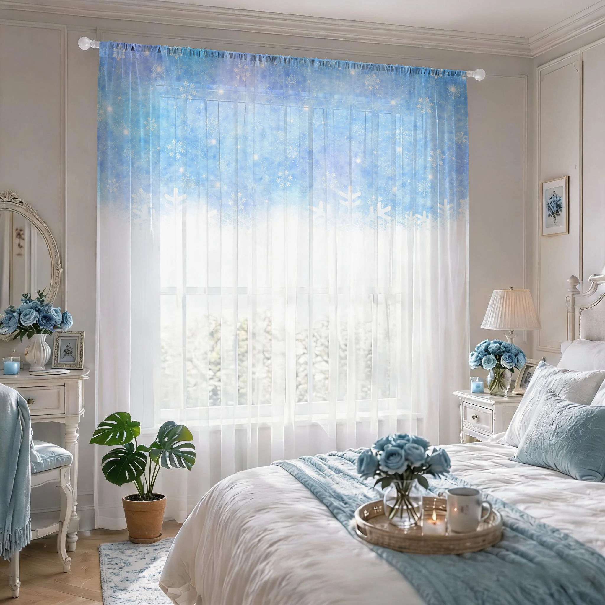 Floral Gradient Sheer Curtain, - Home Office With Plants recension och pris
