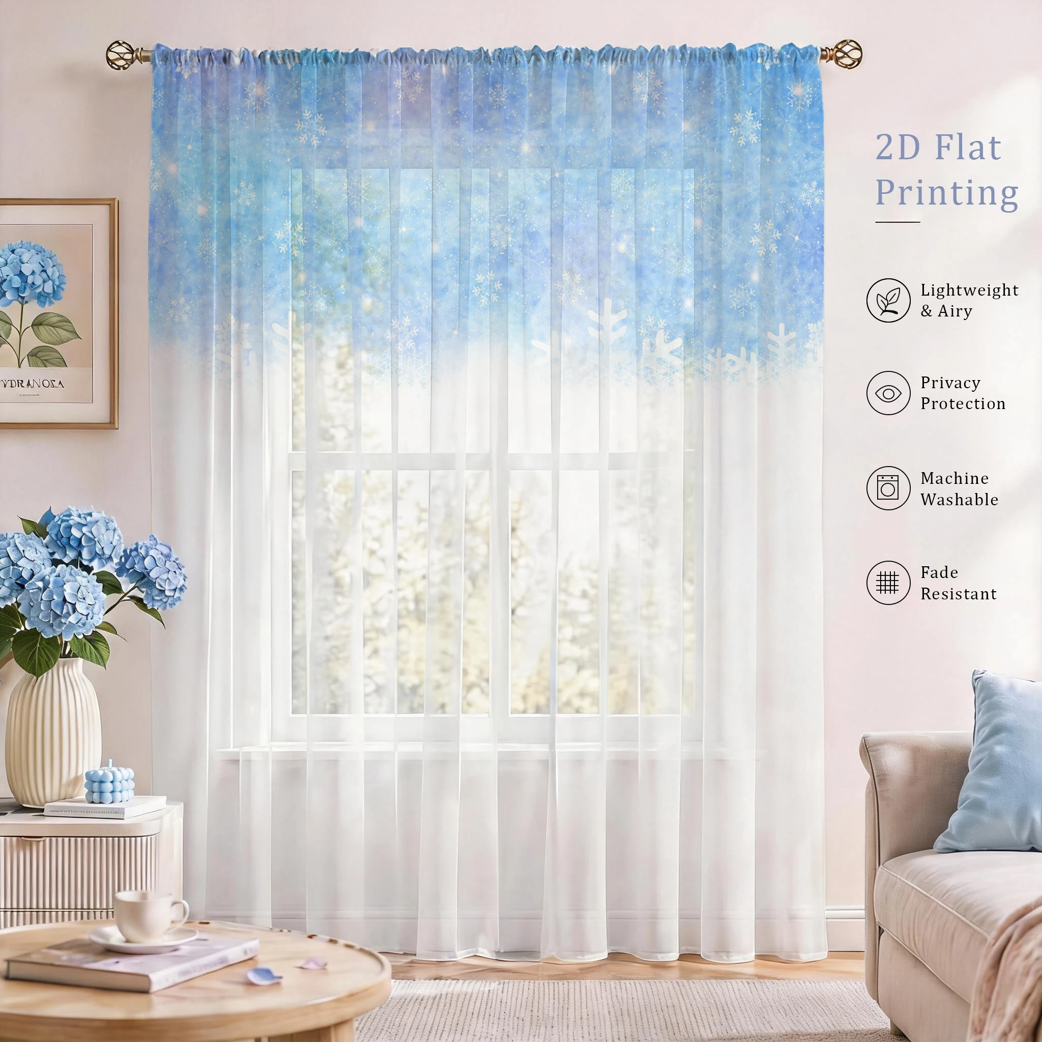 Floral Gradient Sheer Curtain, - Home Office With Plants recension och pris